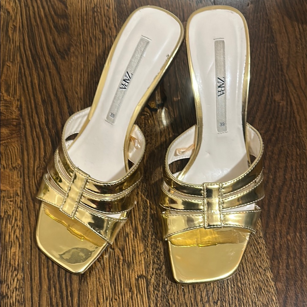 Zara Gold Women's Slide Sandals